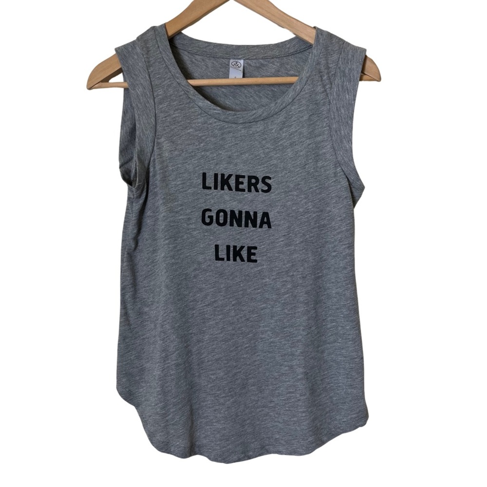 Likers Gonna Like Women Muscle Tank Top Gray Yoga Positive Conscious Size Small